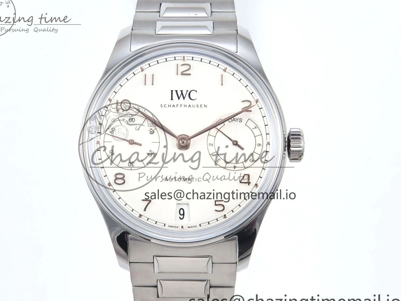 MIROTIME 0522 Portugieser Auto IWC0562A APSF 1:1 Best Edition White RG Dial on SS Bracelet A Unique 6991